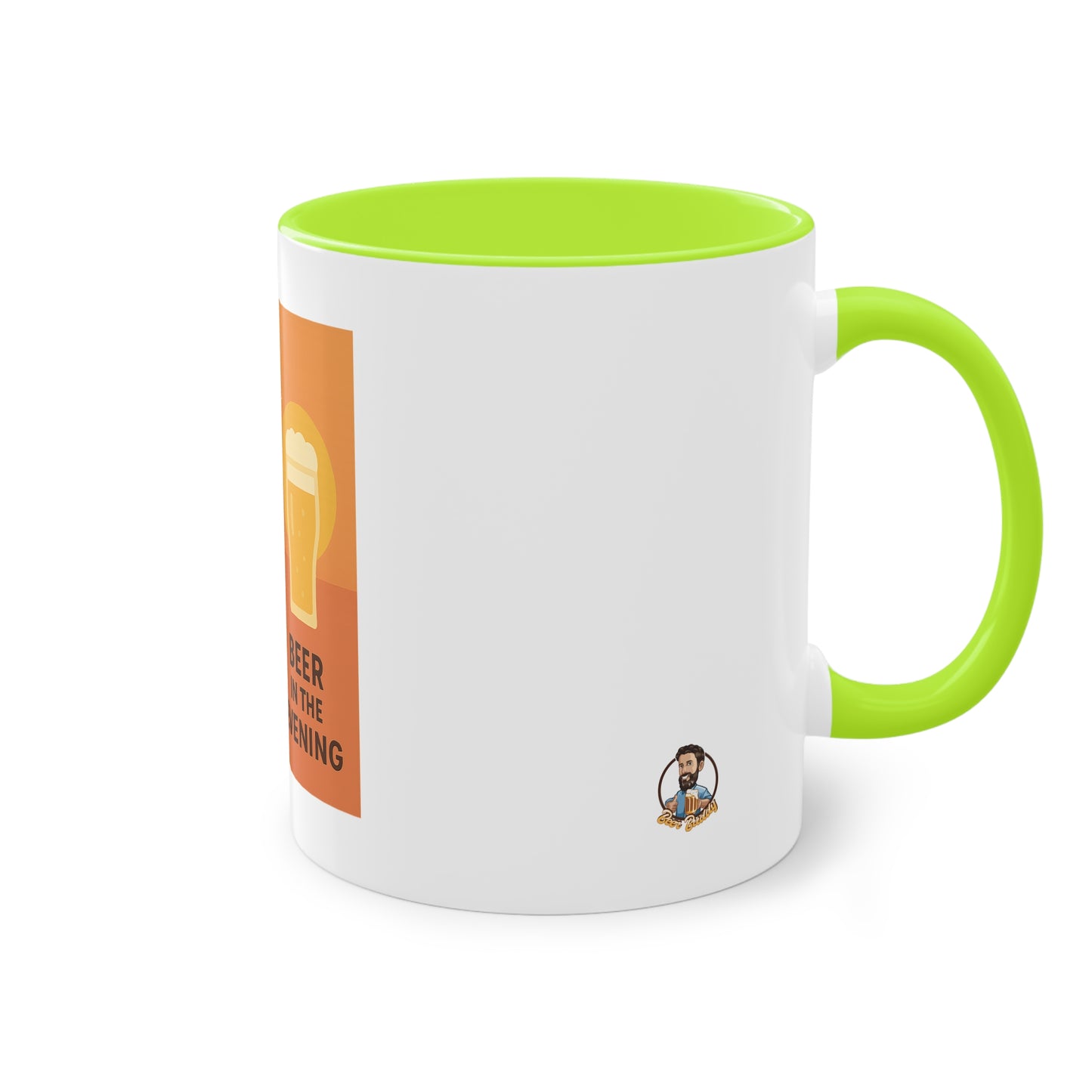 Two-tone coffee cup: Coffee in the morning, beer in the evening.