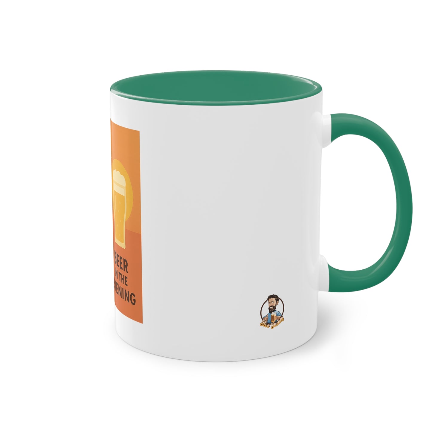 Two-tone coffee cup: Coffee in the morning, beer in the evening.