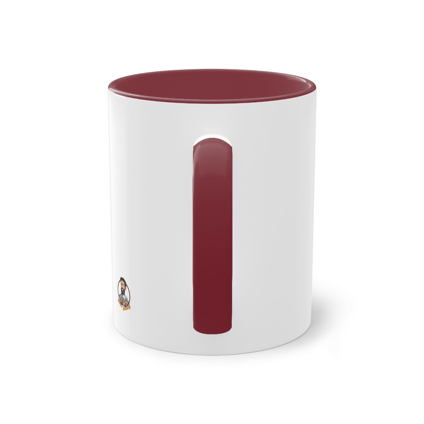 Two-tone coffee cup: Coffee in the morning, beer in the evening.
