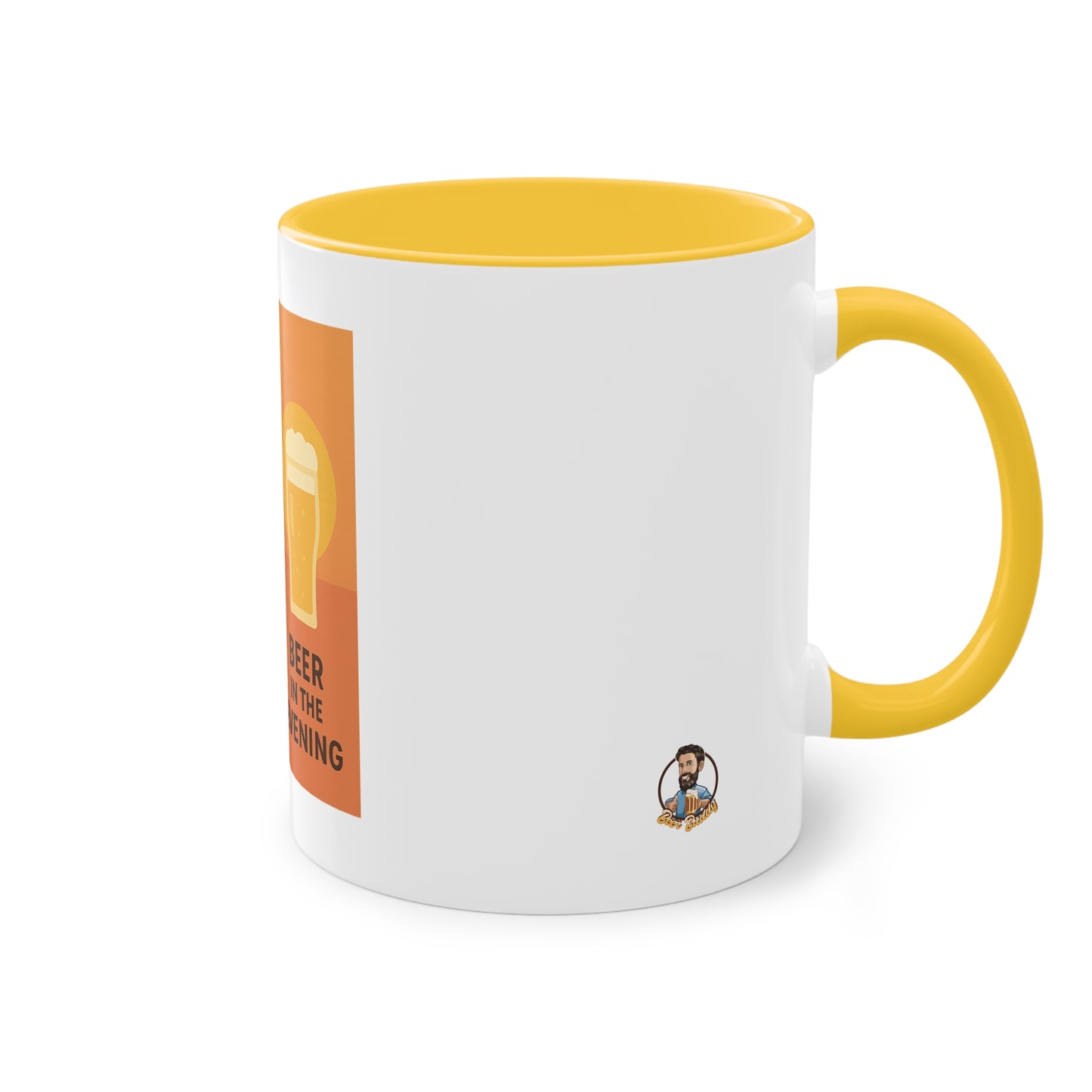 Two-tone coffee cup: Coffee in the morning, beer in the evening.