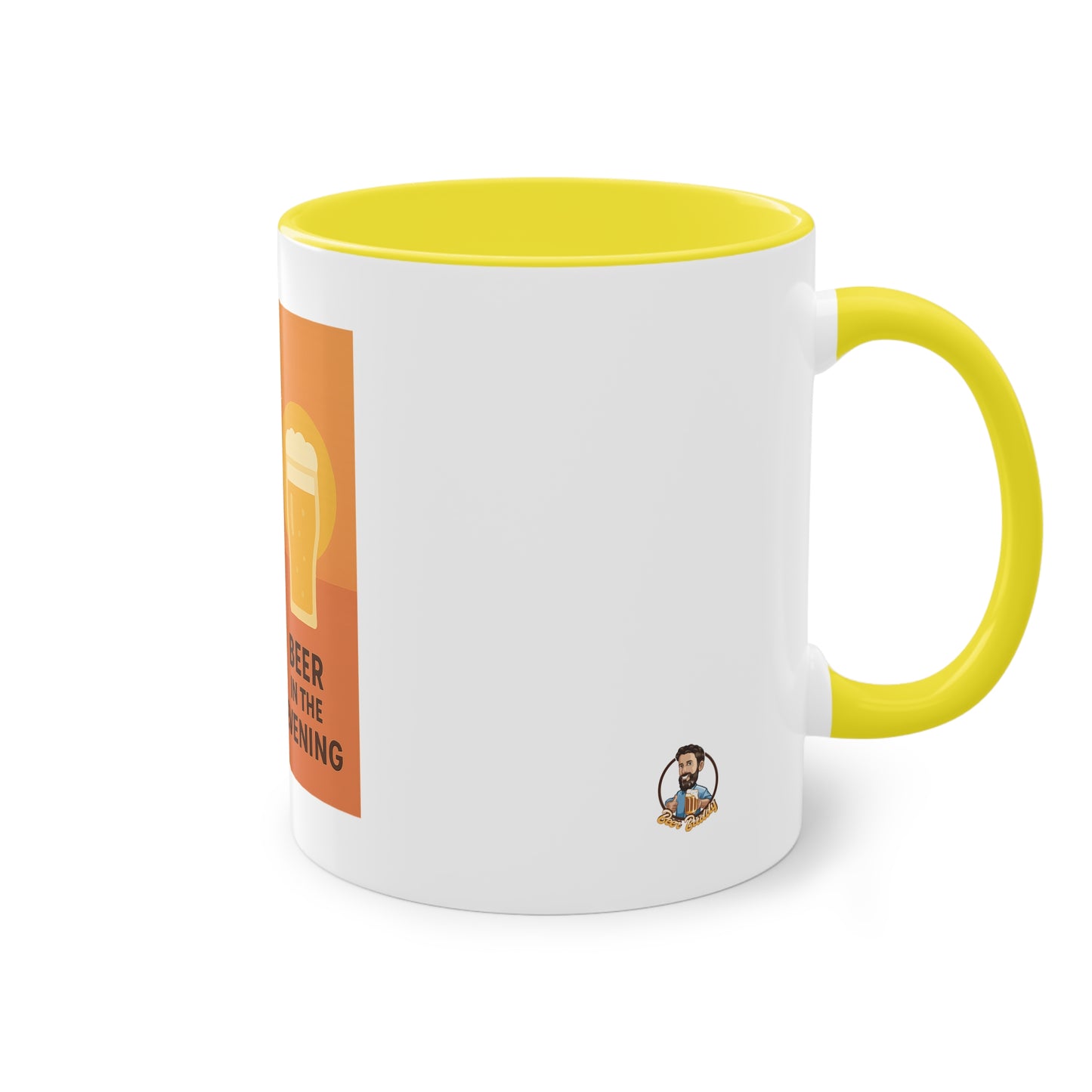 Two-tone coffee cup: Coffee in the morning, beer in the evening.