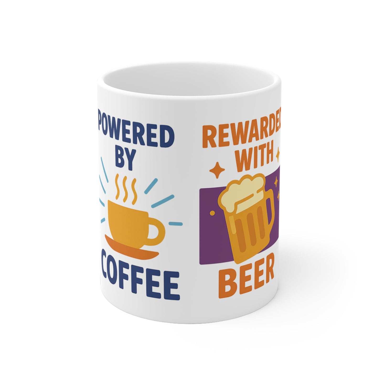 Tasse en céramique : alimentée par du café, récompensée par de la bière