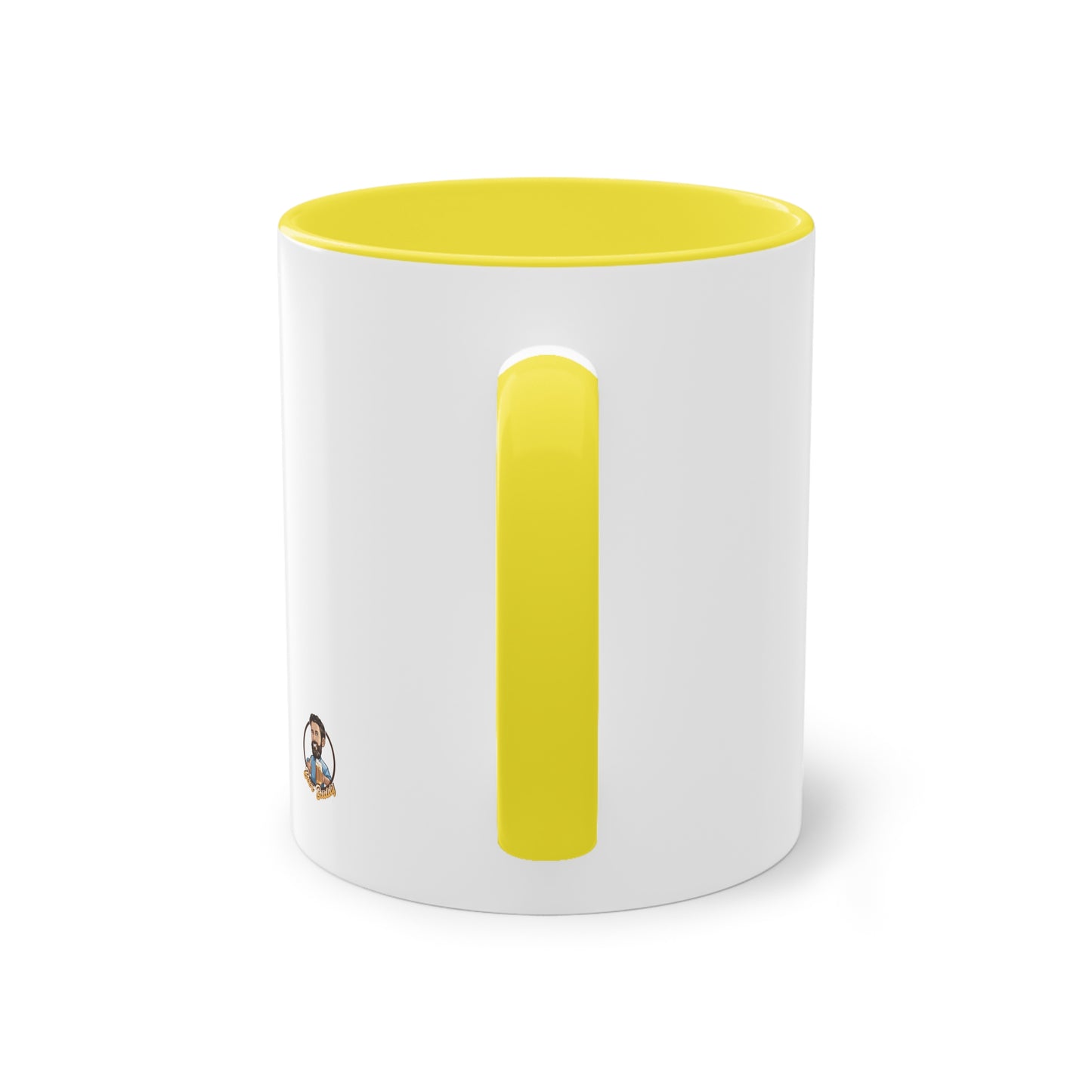 Two-tone coffee cup: Coffee in the morning, beer in the evening.