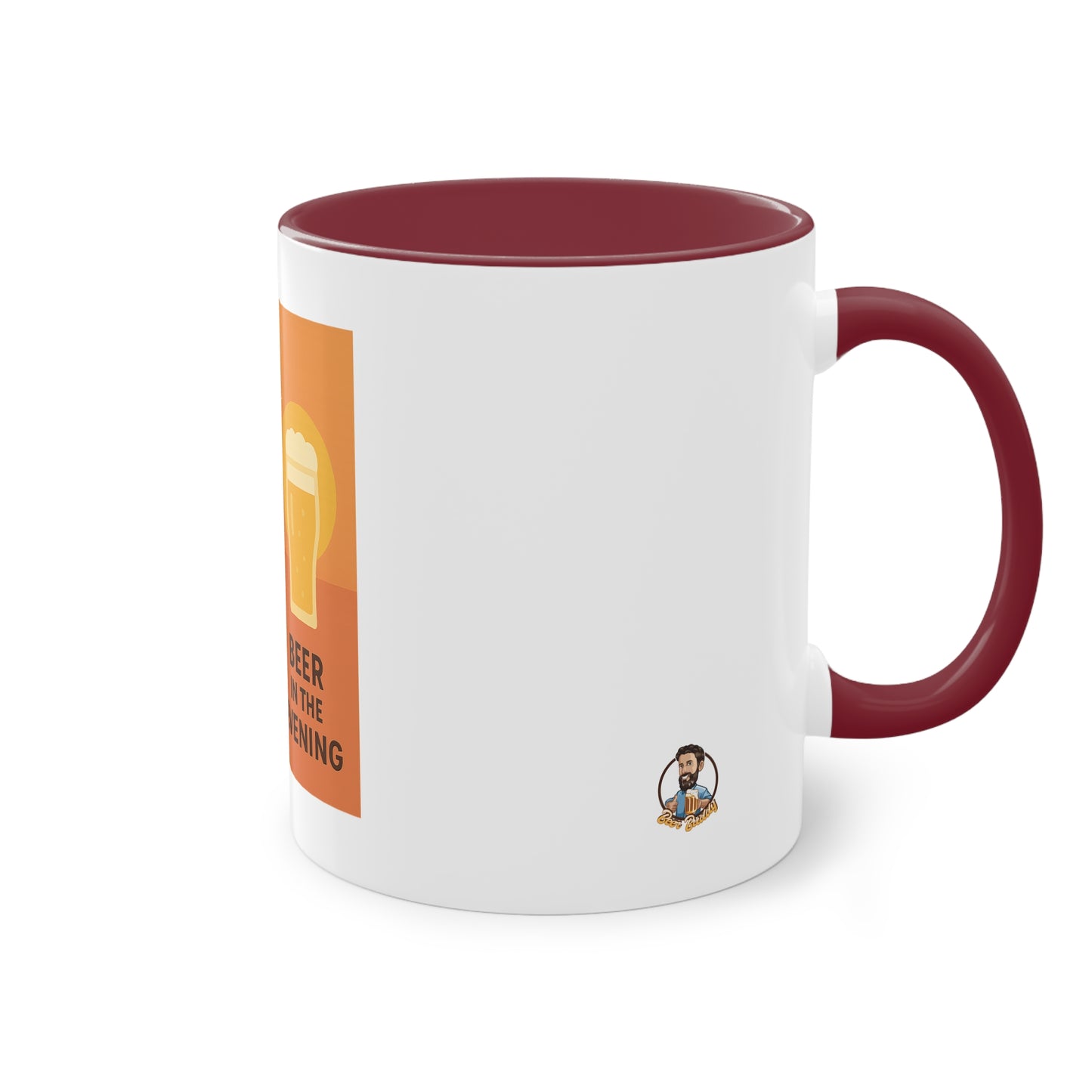 Two-tone coffee cup: Coffee in the morning, beer in the evening.