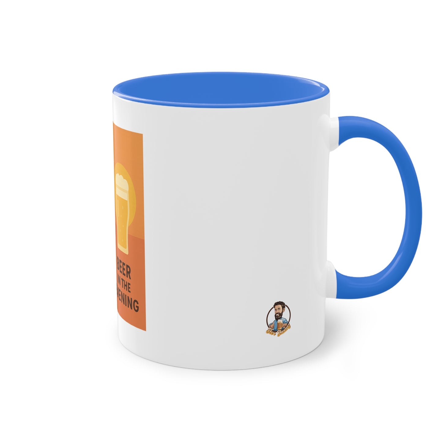 Two-tone coffee cup: Coffee in the morning, beer in the evening.