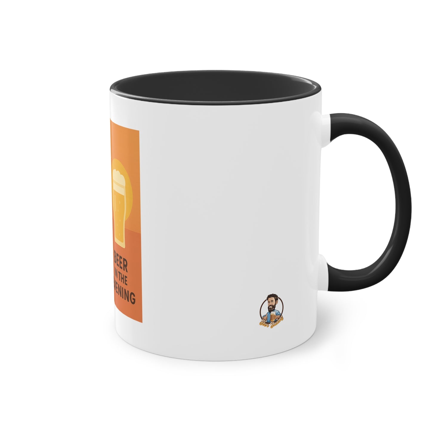 Two-tone coffee cup: Coffee in the morning, beer in the evening.