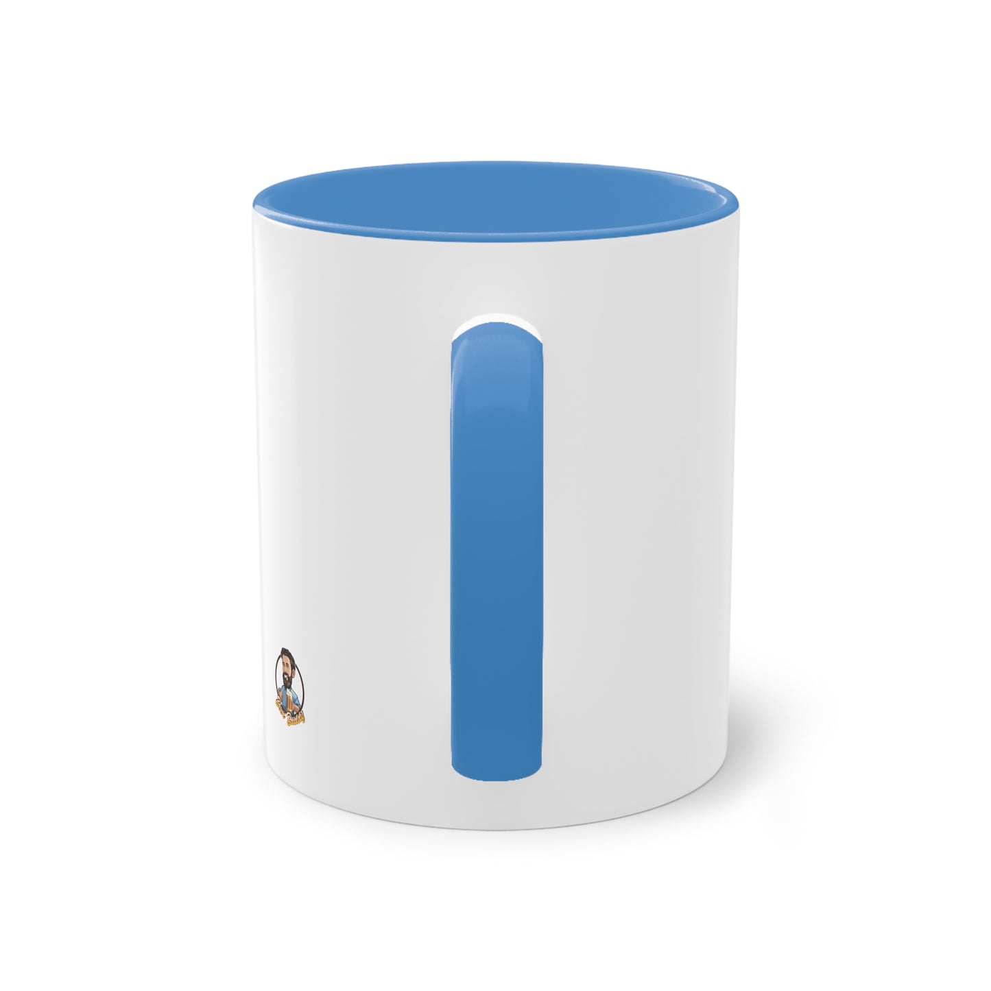 Two-tone coffee cup: Coffee in the morning, beer in the evening.