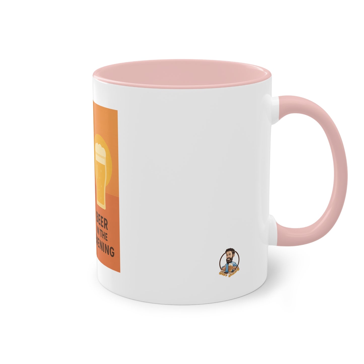 Two-tone coffee cup: Coffee in the morning, beer in the evening.
